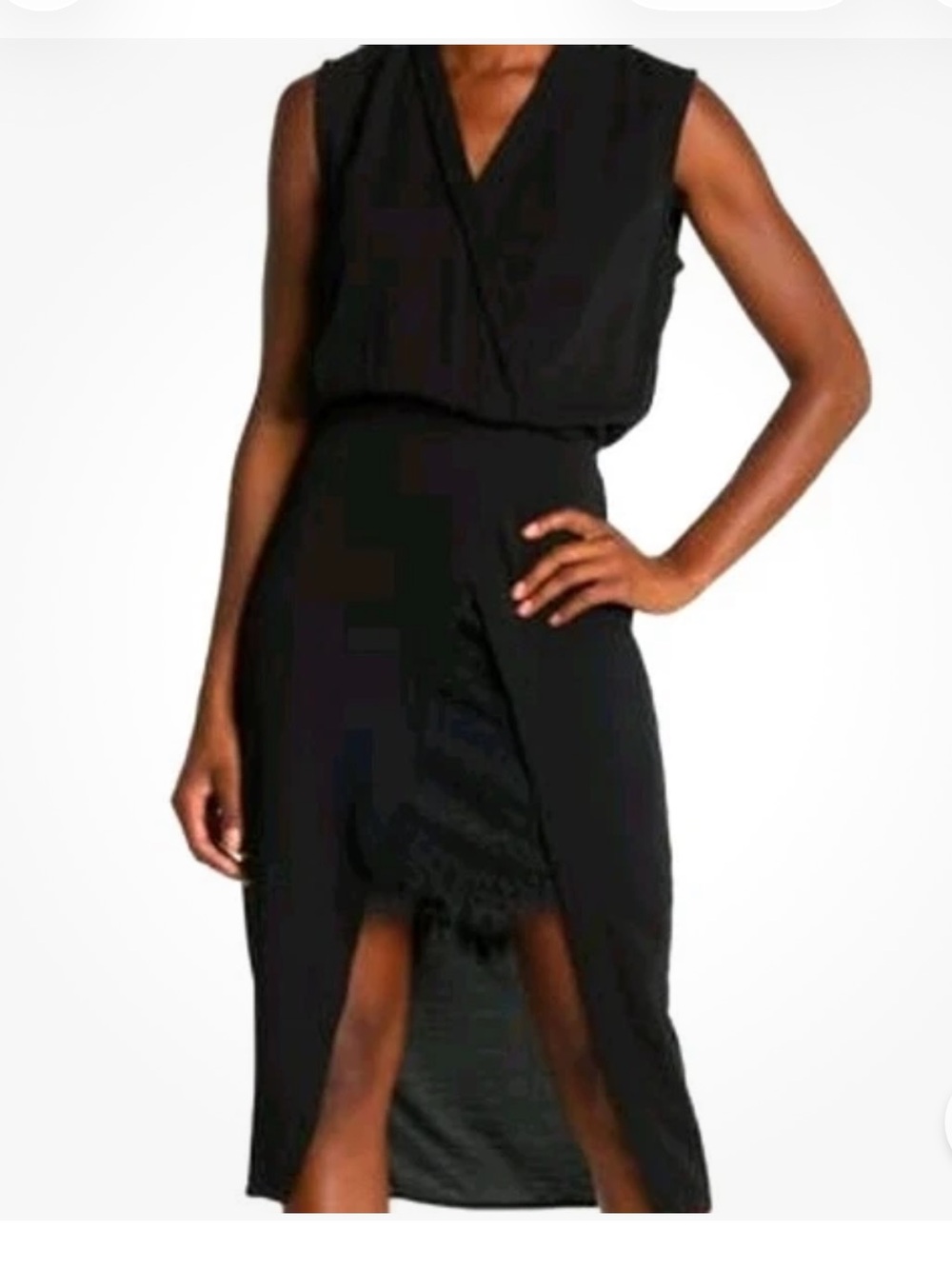 NSR Cobalt Blue Sleeveless Faux-Wrap Midi Dress